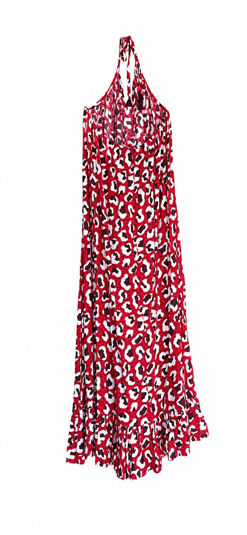 WIYA – Robe longue imprimé léopard rouge