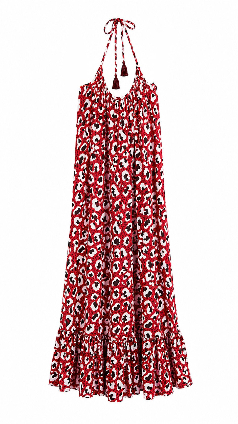 WIYA – Robe longue imprimé léopard rouge