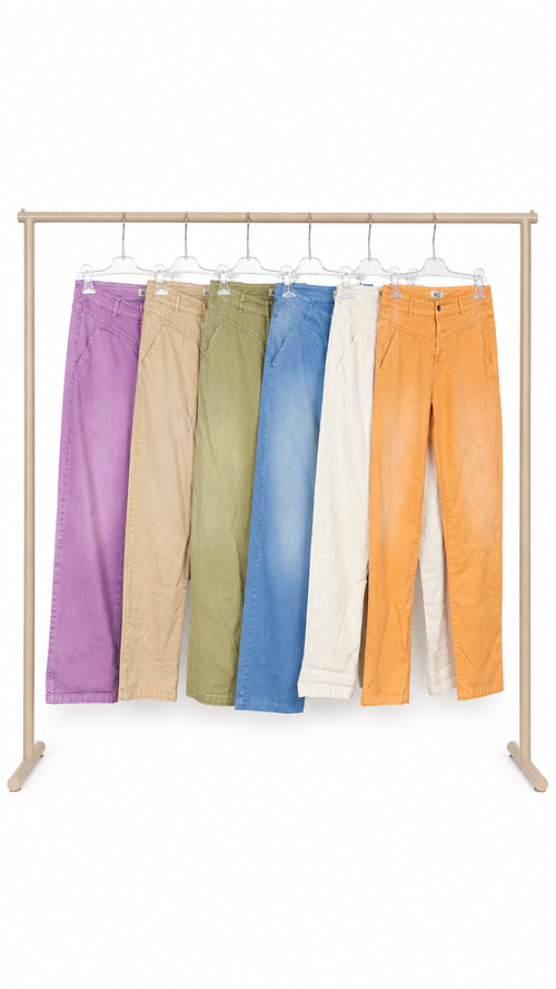 MUJEA - Pantalon droit effet délavé