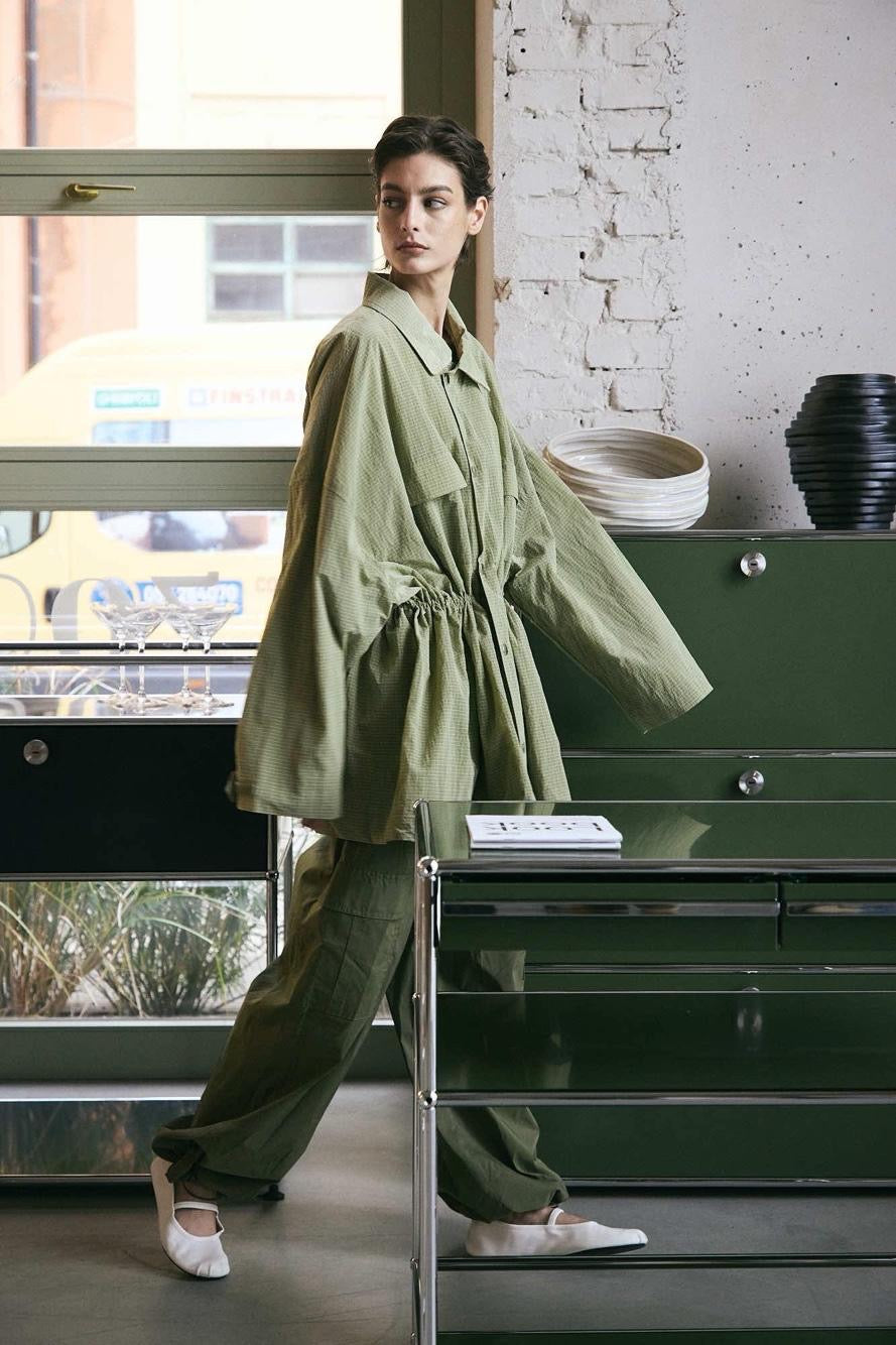 WIYA – Veste coupe-vent oversize effet quadrillé