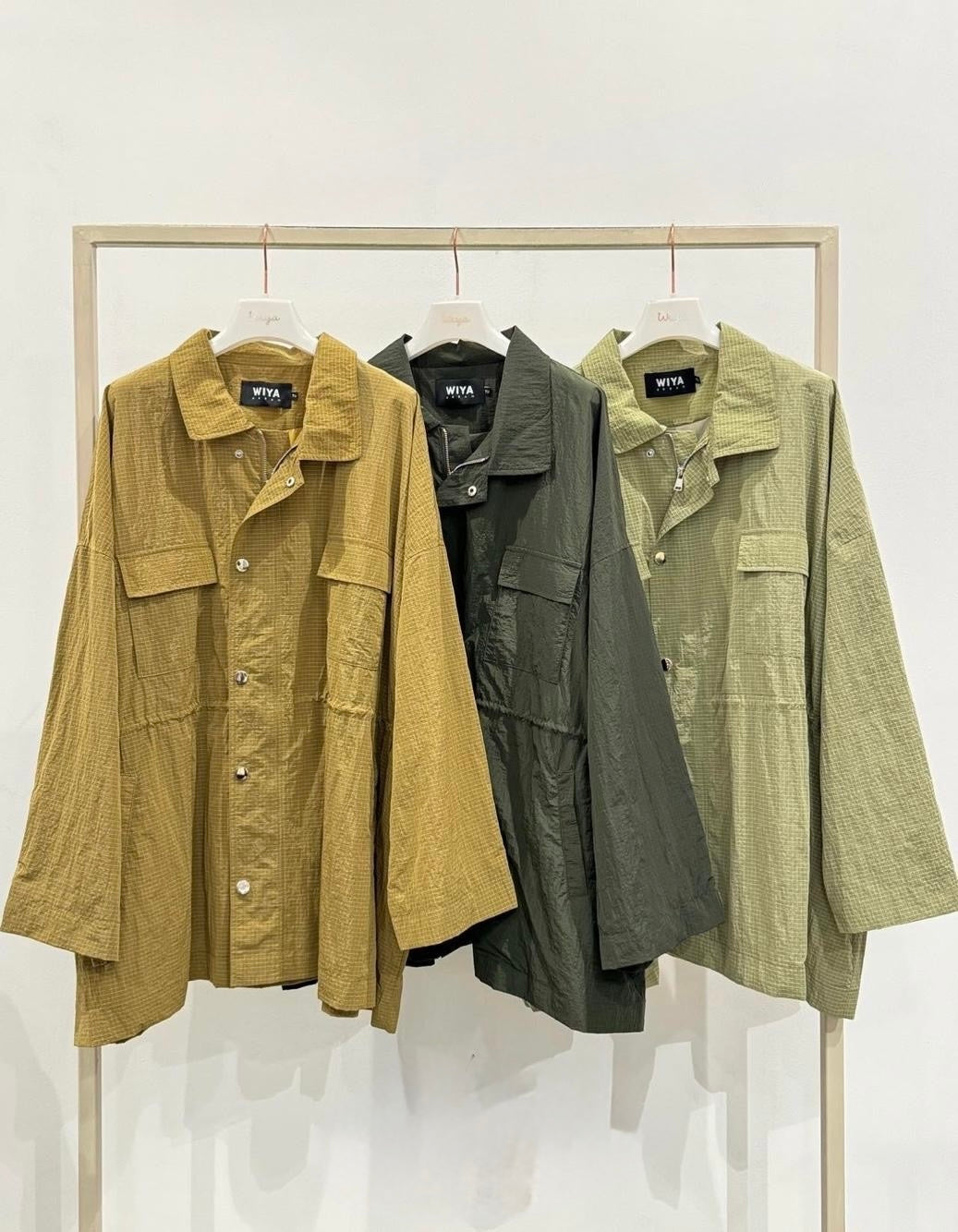 WIYA – Veste coupe-vent oversize effet quadrillé