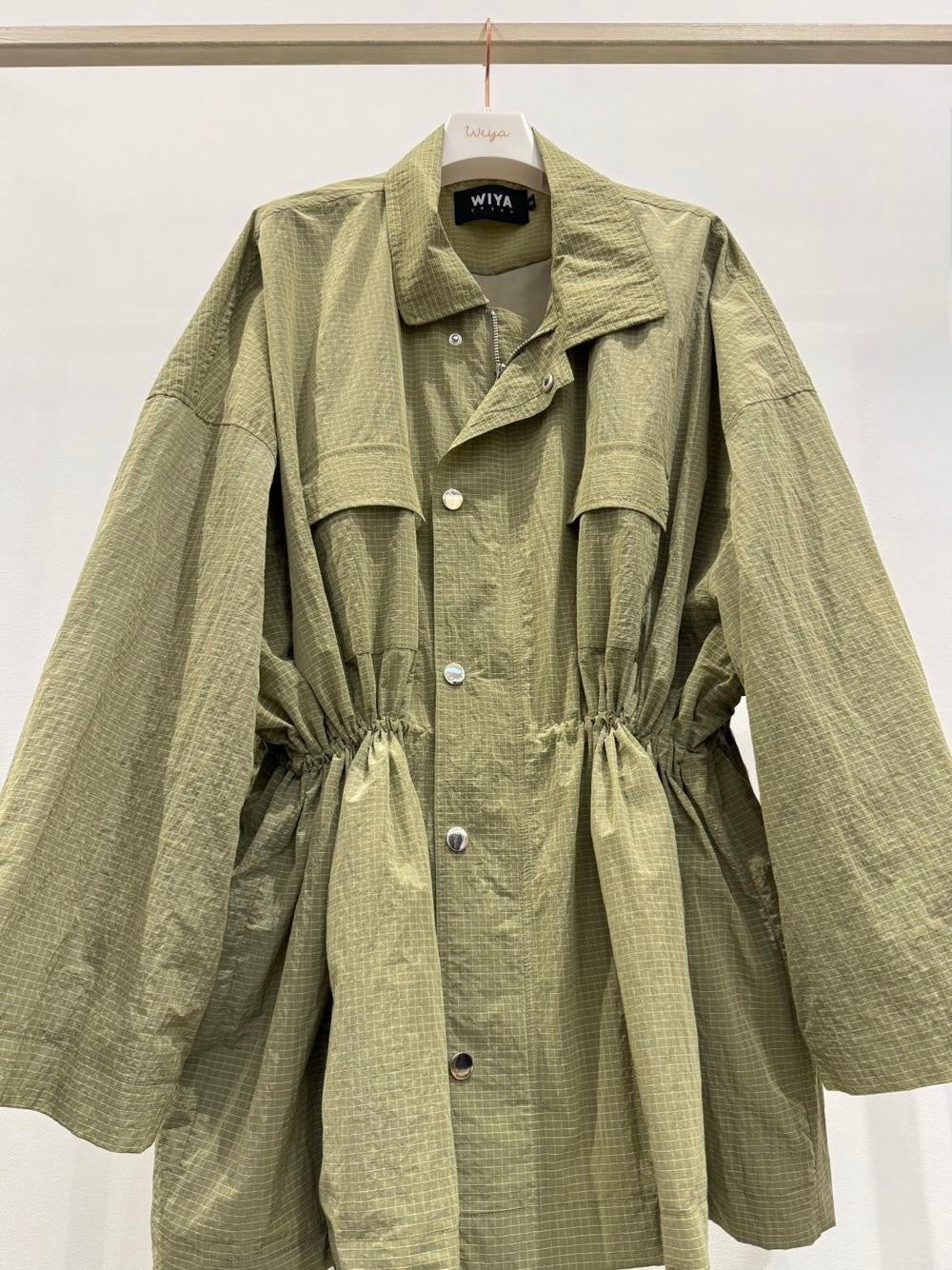 WIYA – Veste coupe-vent oversize effet quadrillé