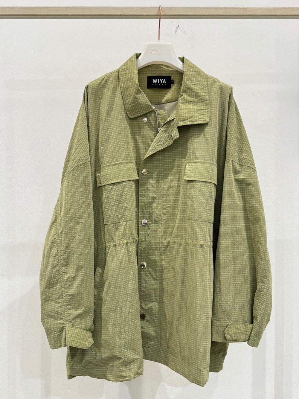 WIYA – Veste coupe-vent oversize effet quadrillé